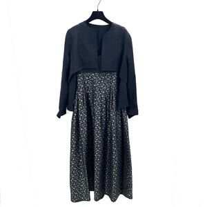 Vintage Union Made Bespoke Custom Black Wool A Line Dress & Jacket